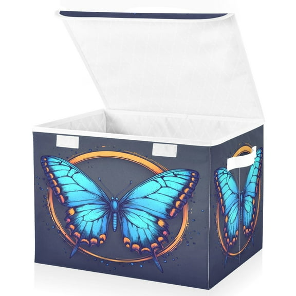 Ryvnso Butterfly Large Lidded Foldable Storage Baskets Cubes Boxes Lids Bin for Home