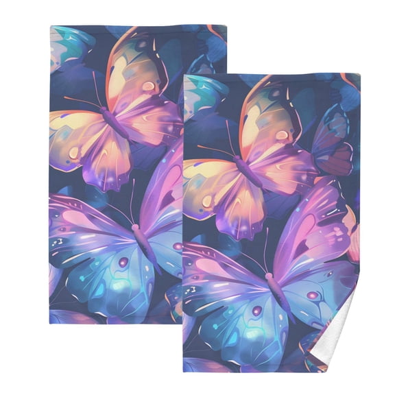 Ryvnso Butterfly Magic Cotton Hand Towels Sets Face Towel 2 PCs Bathroom Decorative