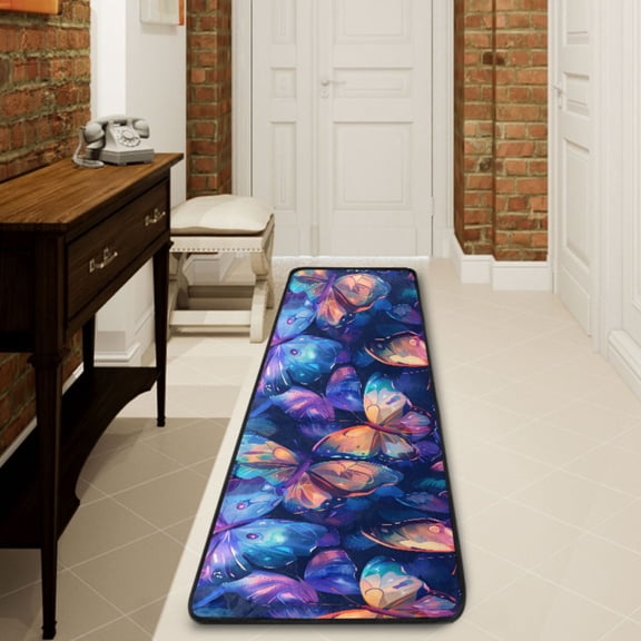 Ryvnso Butterfly Magic Hallway Runner Rugs Floor Carpet Non Slip Entryway Mat 2' x 6'