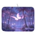 thumbnail image 1 of Ryvnso Butterfly Palm Tree Night Dish Drying Mat for Kitchen Countertop 16x18 Small Dish Pad Drainer Rack Dish Sink Mats, 1 of 7