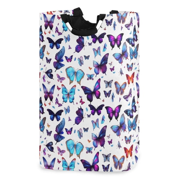 Ryvnso Butterfly Pattern Large Storage Basket with Handles Collapsible Organizer Bin Laundry Hamper