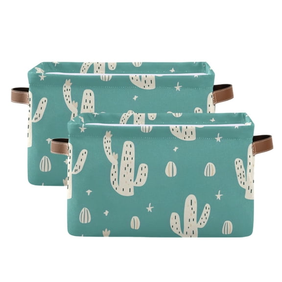 Ryvnso Cactus Storage Basket Large Bin Foldable Boxes Toys Organizer 14.2x10.2x8.3in 2 PCs