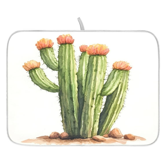 Ryvnso Cactus Watercolor Dish Drying Mat for Kitchen Countertop 18x24 Large Dish Pad Drainer Rack Dish Sink Mats