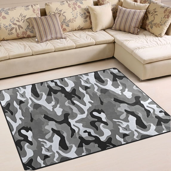 Ryvnso Camouflage Gray Area Rug Floor Mats Non-Slip Home Carpet 80 x 58 inch