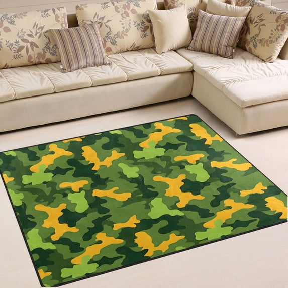 Ryvnso Camouflage Green-a2 Area Rug Floor Mats Non-Slip Home Carpet 80 x 58 inch