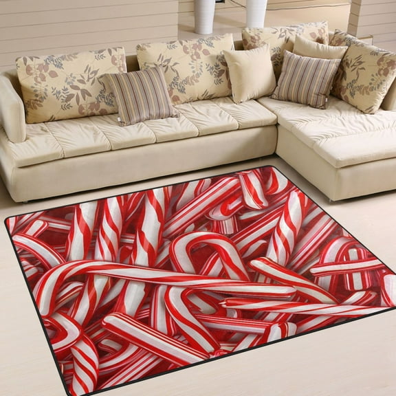 Ryvnso Candy Christmas Area Floor Rugs Soft Non-Slip Large Mats Nursery Carpets 63" x 48"