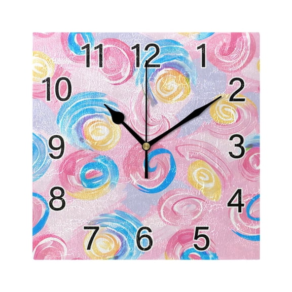 Ryvnso Candy Pastel Wall Clock Square Silent Non-Ticking Battery Operated 7.78"