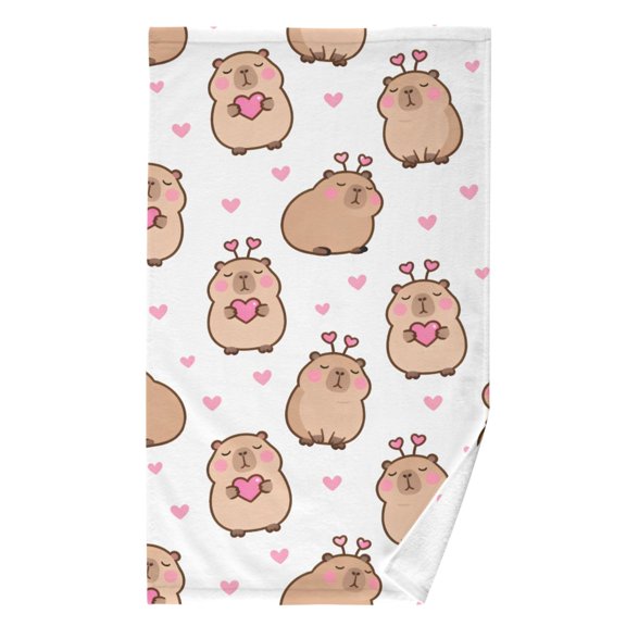 Ryvnso Capybara Thinking Pattern Cotton Hand Towel Absorbent Face Bath Towels for Beach Pool Sports