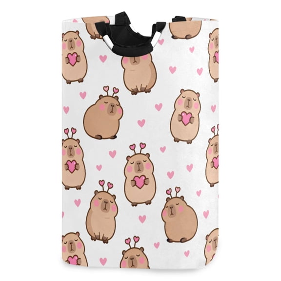 Ryvnso Capybara Thinking Pattern Large Storage Basket with Handles Collapsible Organizer Bin Laundry Hamper