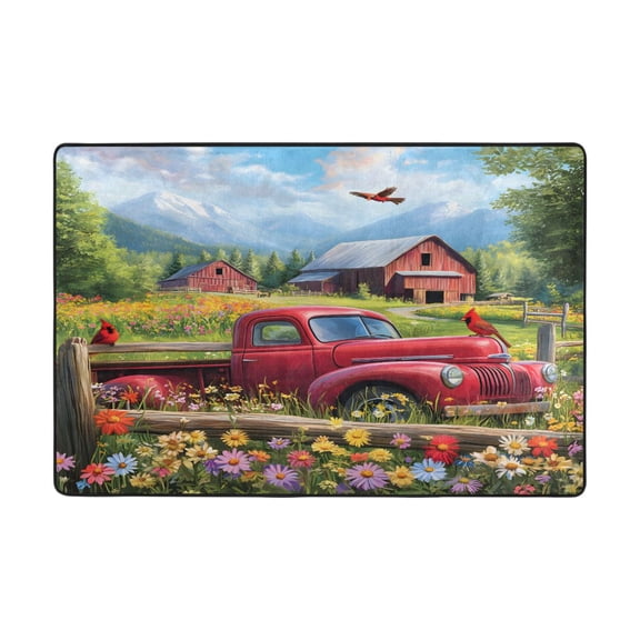 Ryvnso Cardinal Bird Farm Area Floor Mats Large Nursery Rugs Non-Slip Carpets Doormat 36" x 24"