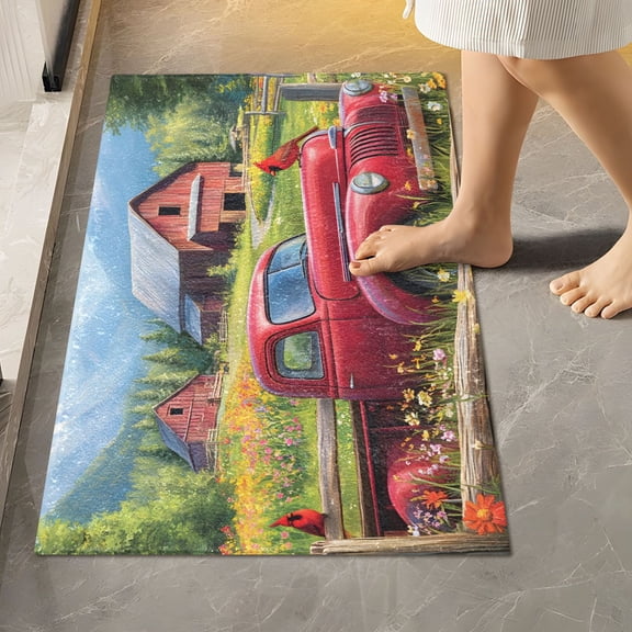 Ryvnso Cardinal Bird Farm Bathroom Shaggy Rugs Toilet Rectangle Mat Soft Contour Rug 24"x16"