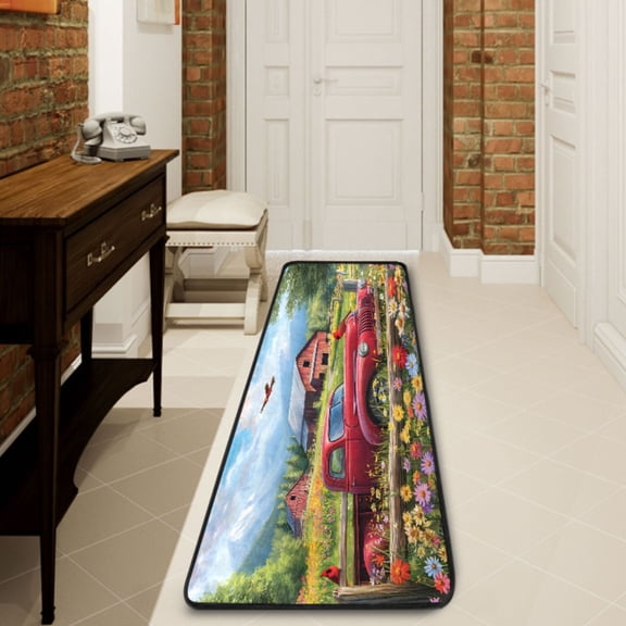 Ryvnso Cardinal Bird Farm Hallway Runner Rugs Floor Carpet Non Slip Entryway Mat 2' x 6'