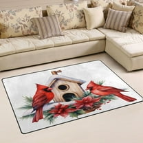 Ryvnso Cardinal Poinsettia Flower Area Floor Mat Non-Slip Carpet Soft Rugs Doormats 31" x 20"