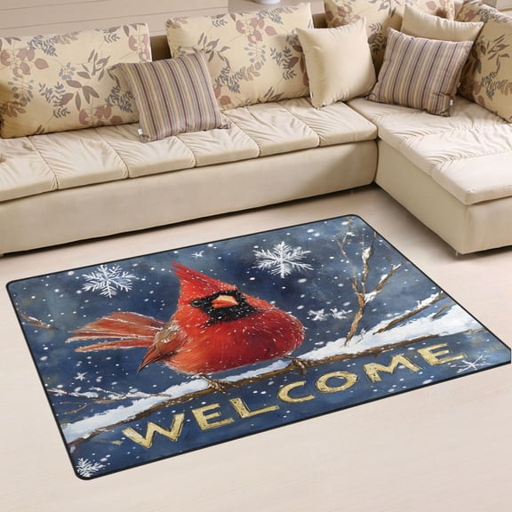 Ryvnso Cardinal and Welcome Area Floor Mat Non-Slip Carpet Soft Rugs Doormats 31" x 20"