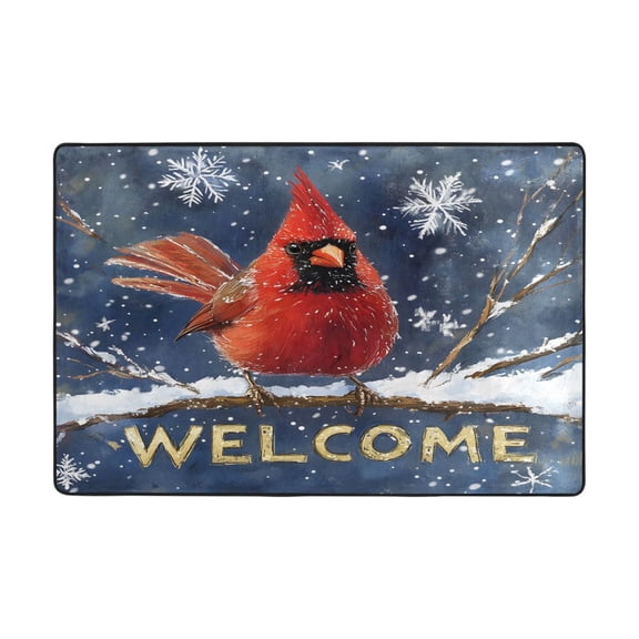 Ryvnso Cardinal and Welcome Area Floor Mats Large Nursery Rugs Non-Slip Carpets Doormat 36" x 24"