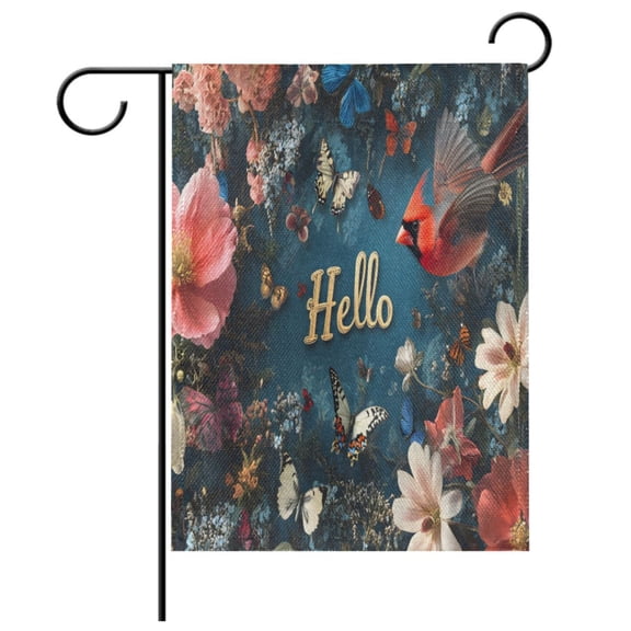 Ryvnso Cardinal in Flowers Garden Flag 12x18 Inch Double Sided Seasonal Yard Decoration