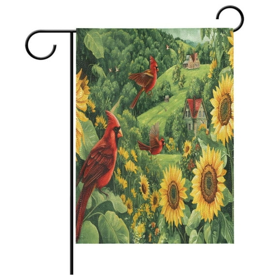 Ryvnso Cardinal in Sunflowers Garden Flag 12x18 Inch Double Sided Seasonal Yard Decoration