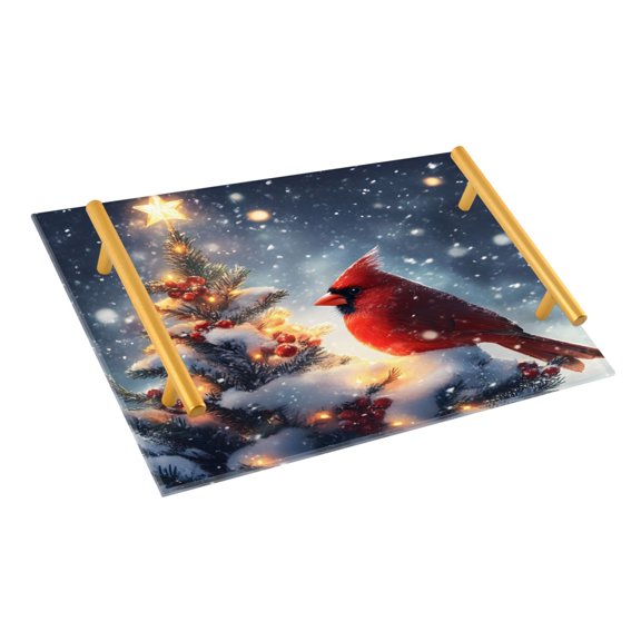 Ryvnso Cardinal on Christmas Tree Bathroom Tray Vanity Countertop Trays Acrylic Organizer