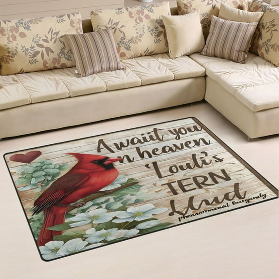 Ryvnso Cardinal on Flowers Area Floor Mat Non-Slip Carpet Soft Rugs Doormats 31" x 20"