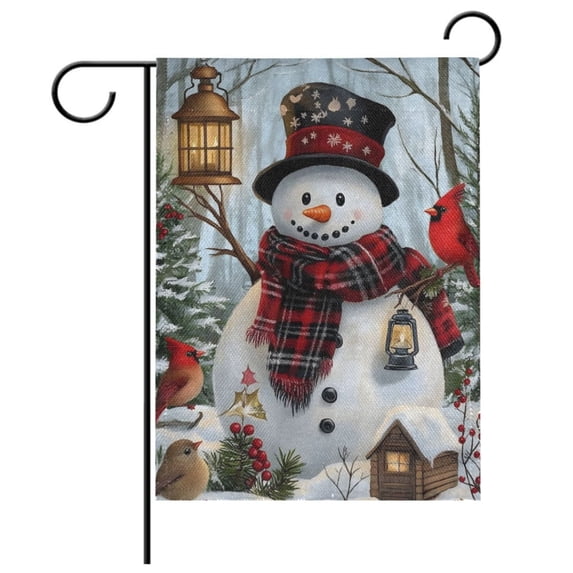 Ryvnso Cardinal on Snowman Pattern Garden Flag 28x40 Inch Double Sided Seasonal Yard Decoration