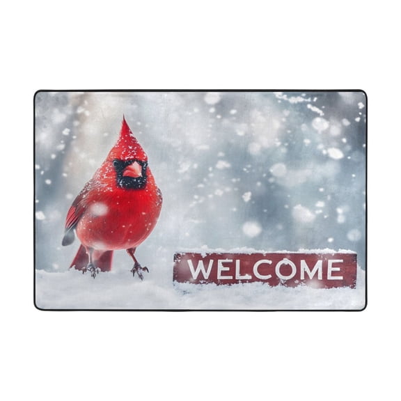 Ryvnso Cardinal with Welcome Area Floor Mats Large Nursery Rugs Non-Slip Carpets Doormat 36" x 24"