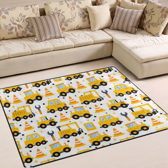 Ryvnso Carton Engineering Trucks Area Rug Floor Mats Non-Slip Home Carpet 80 x 58 inch