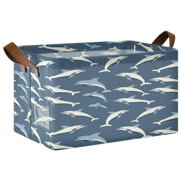 Ryvnso Carton Whales Storage Bins Large Basket Foldable Cube Toys Organizer with Handles 1 PC