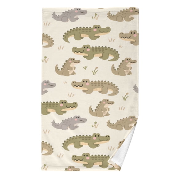 Ryvnso Cartoon Alligators Pattern Cotton Hand Towel Absorbent Face Bath Towels for Beach Pool Sports