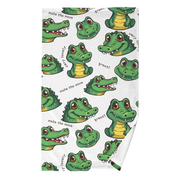 Ryvnso Cartoon Alligators Pattern Cotton Hand Towel Absorbent Face Bath Towels for Beach Pool Sports