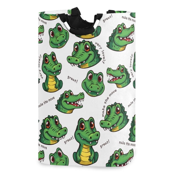 Ryvnso Cartoon Alligators Pattern Large Storage Basket with Handles Collapsible Organizer Bin Laundry Hamper