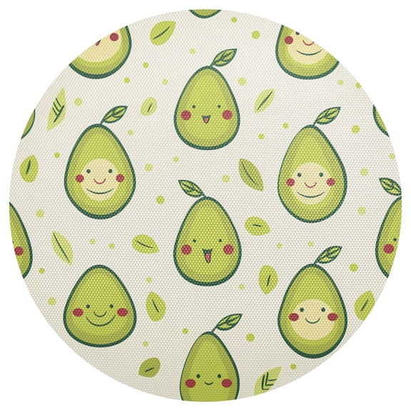 Ryvnso Cartoon Avocado Cute Round Plate Mats Dining Table Placemat 1 Piece for Holiday Decoration
