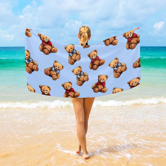 Ryvnso Cartoon Bears Beach Towel Quick Dry Swimming Yoga Beach Towels Large Sand Free Microfiber Towel 31"W x 71"L