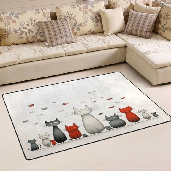 Ryvnso Cartoon Cat Area Floor Mat Non-Slip Carpet Soft Rugs Doormats 31" x 20"