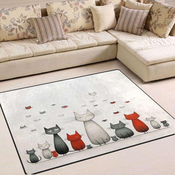 Ryvnso Cartoon Cat Area Rug Floor Mats Non-Slip Home Carpet 63 x 48 inch