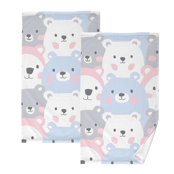 Ryvnso Cartoon Cute Bear Face Cotton Hand Towels Sets Face Towel 2 PCs Bathroom Decorative