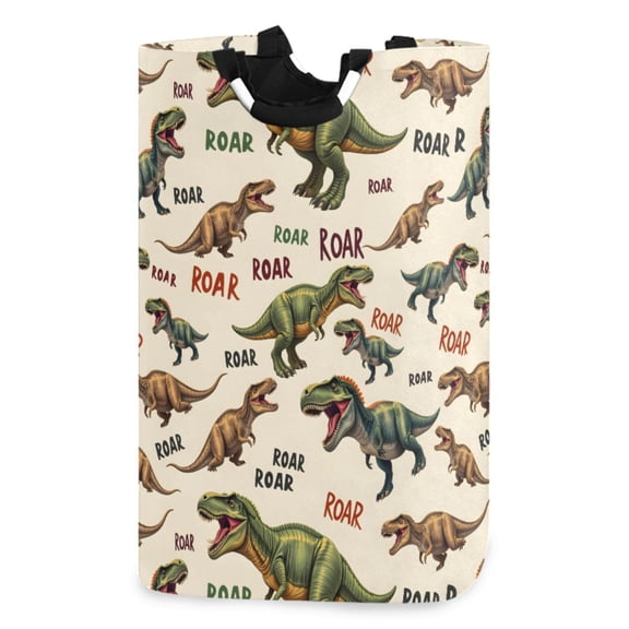 Ryvnso Cartoon Dinosaur-d1 Pattern Large Storage Basket with Handles Collapsible Organizer Bin Laundry Hamper