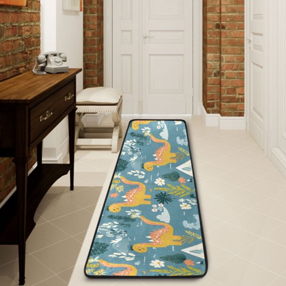 Ryvnso Cartoon Dinosaurs Hallway Runner Rugs Floor Carpet Non Slip Entryway Mat 2' x 6'