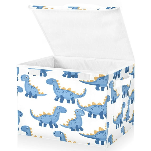 Ryvnso Cartoon Dinosaurs Large Lidded Foldable Storage Baskets Cubes Boxes Lids Bin for Home