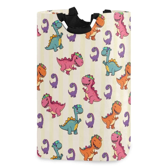 Ryvnso Cartoon Dinosaurs Pattern Large Storage Basket with Handles Collapsible Organizer Bin Laundry Hamper