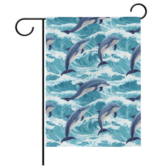 Ryvnso Cartoon Dolphins-z2 Garden Flag 12x18 Inch Double Sided Seasonal Yard Decoration