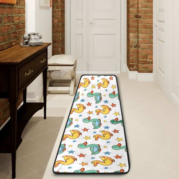 Ryvnso Cartoon Duck and Star Hallway Runner Rugs Floor Carpet Non Slip Entryway Mat 2' x 6'