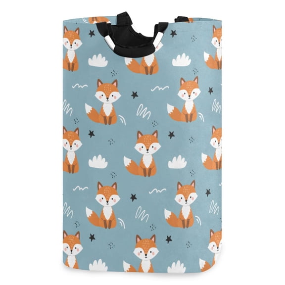 Ryvnso Cartoon Fox Pattern Large Storage Basket with Handles Collapsible Organizer Bin Laundry Hamper