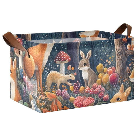 Ryvnso Cartoon Fox Storage Bins Large Basket Foldable Cube Toys Organizer with Handles 1 PC