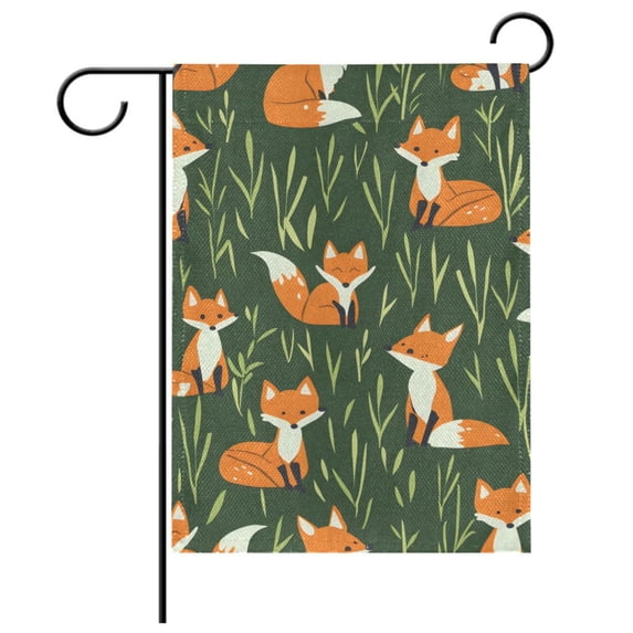 Ryvnso Cartoon Foxes Pattern Garden Flag 12x18 Inch Double Sided Seasonal Yard Decoration