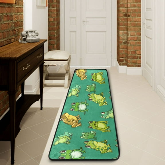 Ryvnso Cartoon Frog Hallway Runner Rugs Floor Carpet Non Slip Entryway Mat 2' x 6'