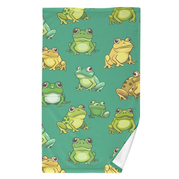 Ryvnso Cartoon Frog Pattern Cotton Hand Towel Absorbent Face Bath Towels for Beach Pool Sports