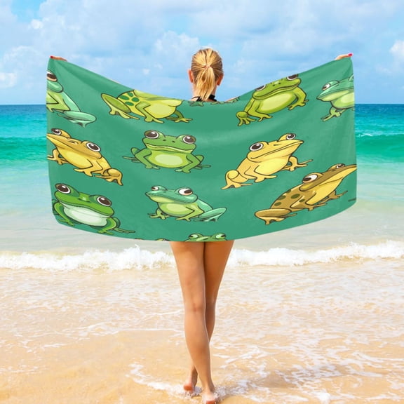 Ryvnso Cartoon Frog Stylish Beach Towel Swimming Yoga Bath Towels Large Sand Free Towels 31"W x 71"L