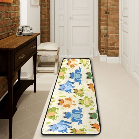 Ryvnso Cartoon Frogs Hallway Runner Rugs Floor Carpet Non Slip Entryway Mat 2' x 6'
