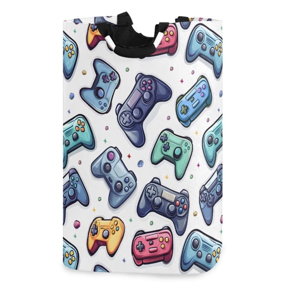 Ryvnso Cartoon Game Controller Pattern Large Storage Basket with Handles Collapsible Organizer Bin Laundry Hamper
