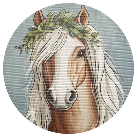 Ryvnso Cartoon Horse Round Plate Mats Dining Table Placemat 1 Piece for Holiday Decoration